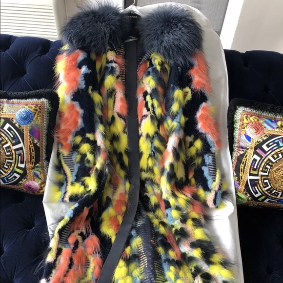 VERSACE fox and leather coat. Size 6 BNWT - Picture 2 of 8